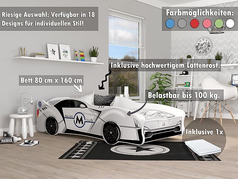 AJKmeble Autobett Kinderbett Jugendbett 80x160cm Gamerbett günstig online kaufen