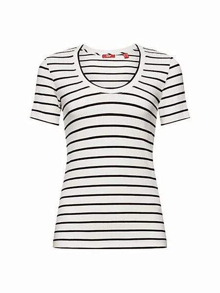 Esprit Collection T-Shirt T-Shirt aus gestreiftem Rippstrick (1-tlg) günstig online kaufen