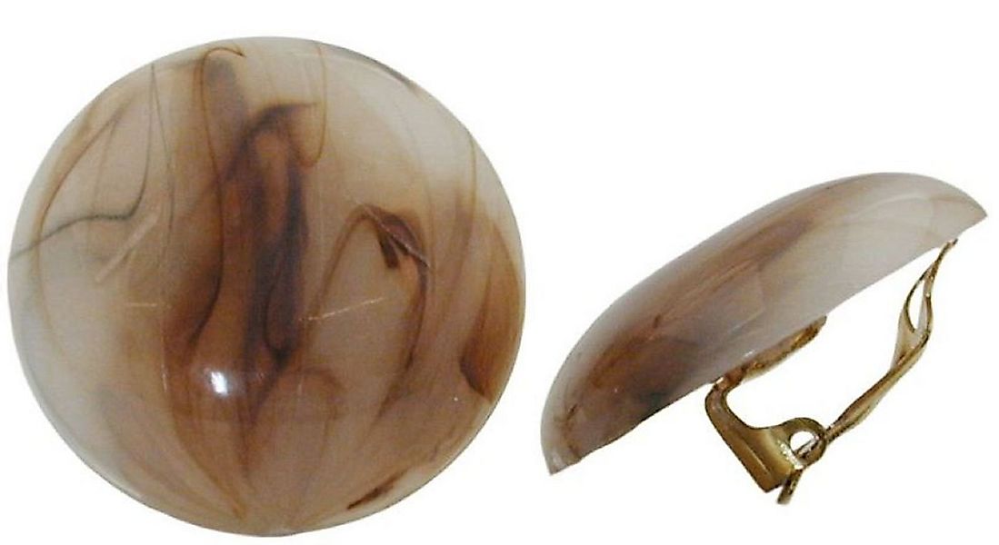 unbespielt Paar Ohrclips Modeschmuck Ohrringe naturbraun-marmoriert glänzen günstig online kaufen