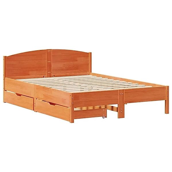 vidaXL Massivholzbett ohne Matratze Wachsbraun 140x190 cm Kiefernholz 33018 günstig online kaufen