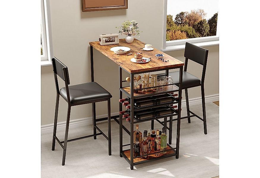 GarveeMore Essgruppe Esstisch-Set für 2, Bartisch mit 3 Ablagen Esstisch mi günstig online kaufen