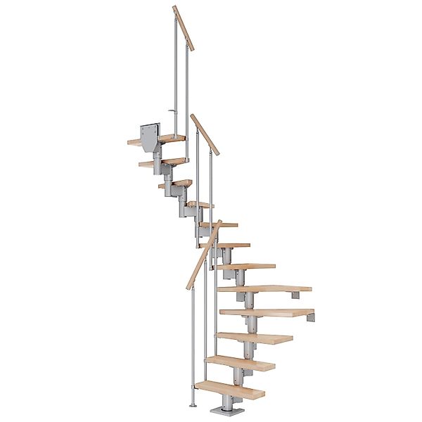 Dolle Mittelholmtreppe Dublin Buche Perlgrau GH bis 270 cm 1/2gew. 75 cm FS günstig online kaufen