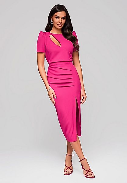 OMBRE Abendkleid Elegantes Midikleid mit Cut-Out und Beinschlitz Beinschlit günstig online kaufen