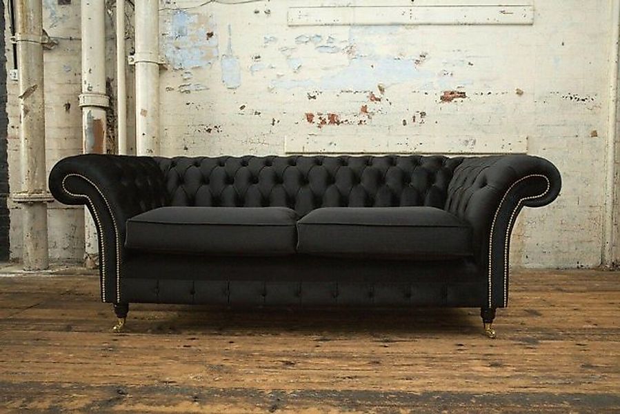 Xlmoebel 3-Sitzer Traditionelle Chesterfield Schwarze mit Stoffbezug, 1 Tei günstig online kaufen