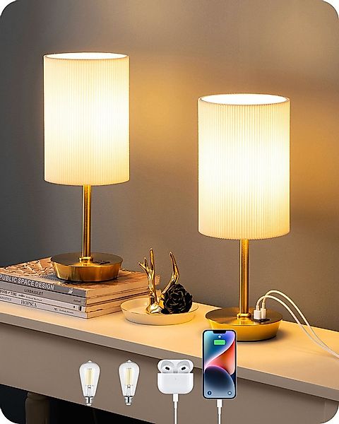 EDISHINE LED Nachttischlampe Touch Dimmbar, 2er-Set Tischleuchten mit USB, günstig online kaufen