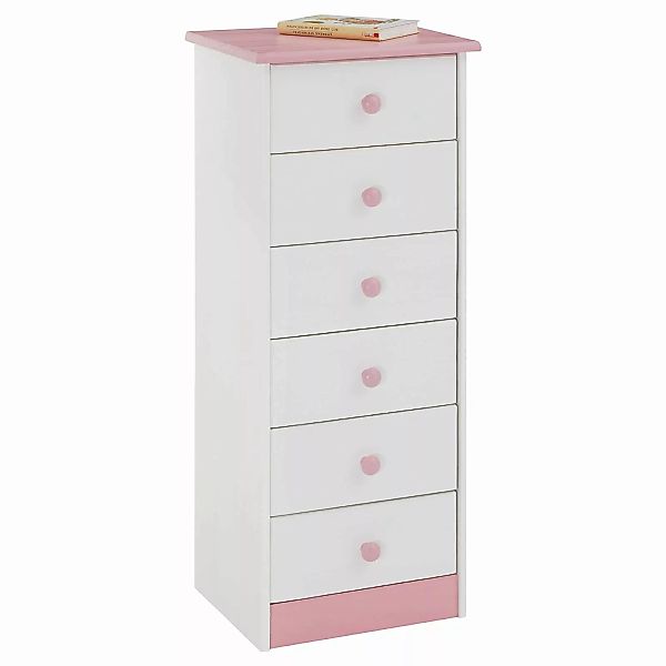 Kommode RONDO 6 Schubladen weiß-rosa günstig online kaufen