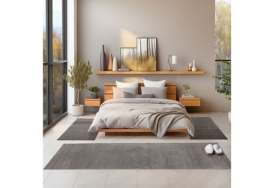 SIMPEX24 Kurzflor-Bettumrandung Unicolor - Einfarbig, Höhe 11 mm, (Bett-Set günstig online kaufen