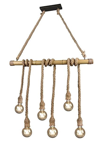 Pendelleuchte 6xE27  Natur 1 Stück Bambus / Sisal Hellbraun günstig online kaufen