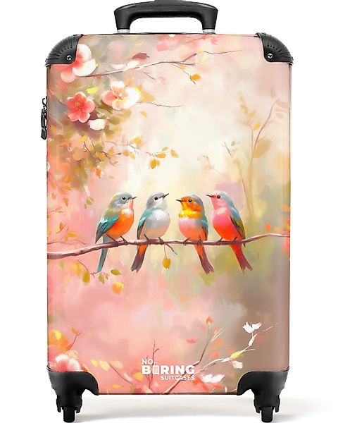 NoBoringSuitcases.com© Hartschalen-Trolley Vögel mit rosa Blütenzweigen günstig online kaufen