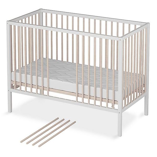 Sämann Babybett Babybett Sleepy 60x120 cm Matratze BASIC Delight, weiß/natu günstig online kaufen