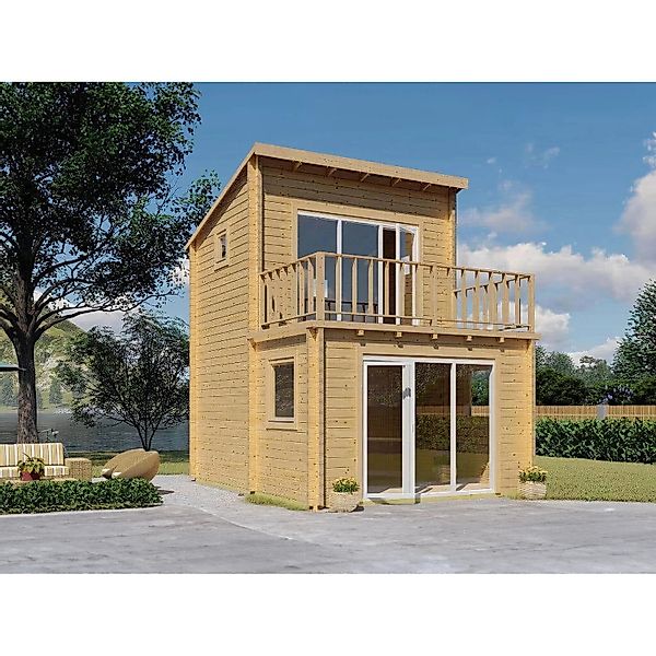 Alpholz Gartenhaus Manhattan Pultdach 400 cm x 500 cm Hellbraun günstig online kaufen
