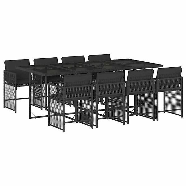 vidaXL 9-tlg Garten-Essgruppe mit Kissen Schwarz Poly Rattan Modell 77 günstig online kaufen