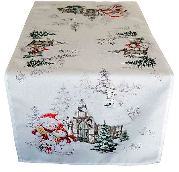 matches21 HOME & HOBBY Tischdecke Tischläufer ROBINA Schneemänner Hund bunt günstig online kaufen