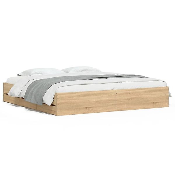 vidaXL Bettgestell, Bettrahmen mit Schubladen Sonoma-Eiche 160x200cm Holzwe günstig online kaufen