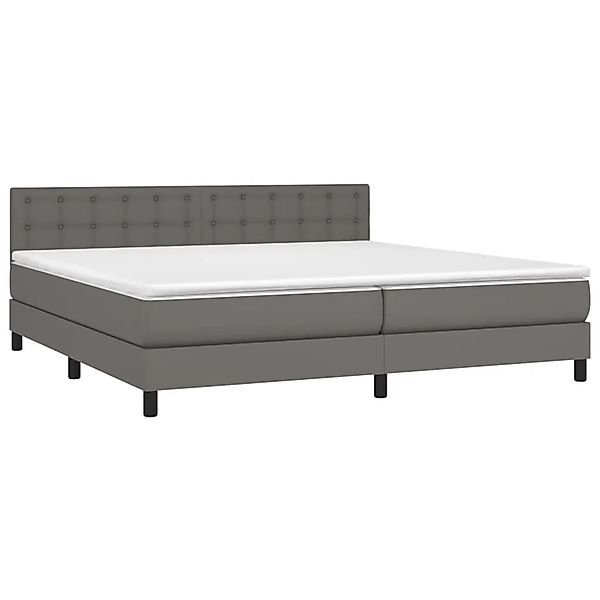 vidaXL Boxspringbett mit Matratze & LED Grau 200x200 cm Kunstleder 3134247 günstig online kaufen