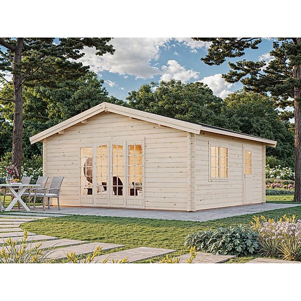 Palmako Gartenhaus Irene 540 x 540 cm Lackiert Grau-Weiß FSC® günstig online kaufen