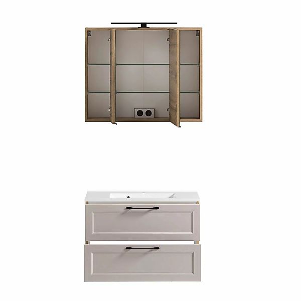 Held Möbel 2-tlg. Waschtisch-Set Padua 80 cm Kaschmir-Wotaneiche günstig online kaufen