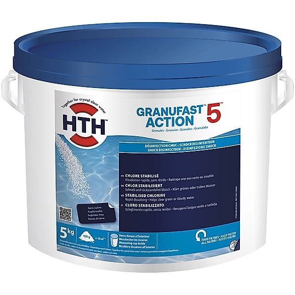 HTH 5kg Granufast Action 5 Chlor Multifunktionsgranulat Desinfektion Pool günstig online kaufen
