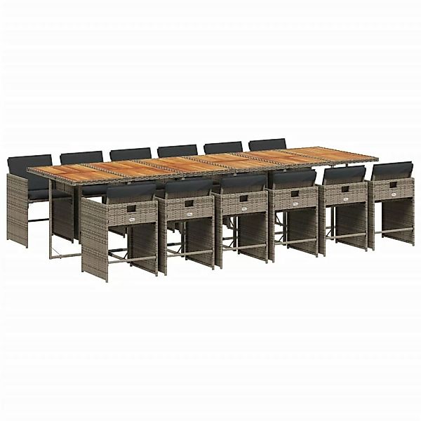 vidaXL 13-tlg Garten-Essgruppe mit Kissen Grau Poly Rattan Modell 29 günstig online kaufen