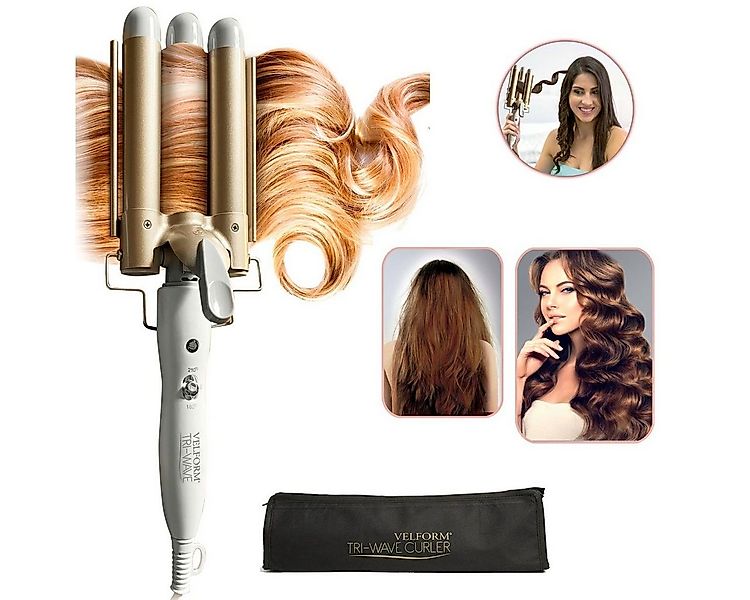 Velform® Welleneisen Tri-Wave Curler Turmalin-Keramik-Beschichtung, 3-köpfi günstig online kaufen