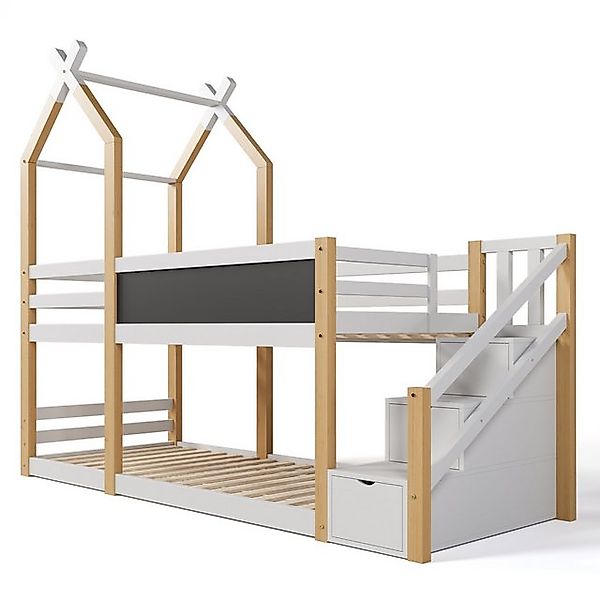 DOPWii Kinderbett 90x200cm Hochbett,Baumhaus,Tafel Bett mit Speicherung,Rau günstig online kaufen