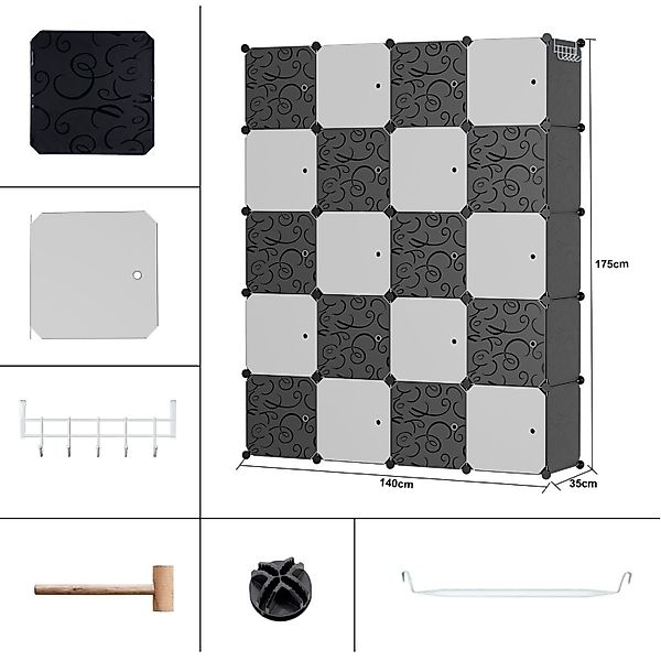 Clanmacy Kleiderschrank 20 Fächer Aufbewahrungsbox DIY günstig online kaufen