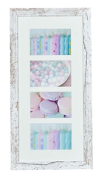 Levandeo® Bilderrahmen Collage, Bilderrahmen 28x54cm Weiß Braun 10x15cm 4 F günstig online kaufen