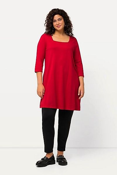 Ulla Popken Longshirt Longshirt A-Linie Carré-Ausschnitt 3/4-Arm günstig online kaufen