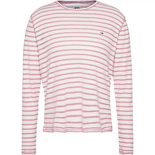 Tommy Jeans Slim Textured Stripe Tee Ls Langarm-t-shirt 2XS Botanical Pink günstig online kaufen