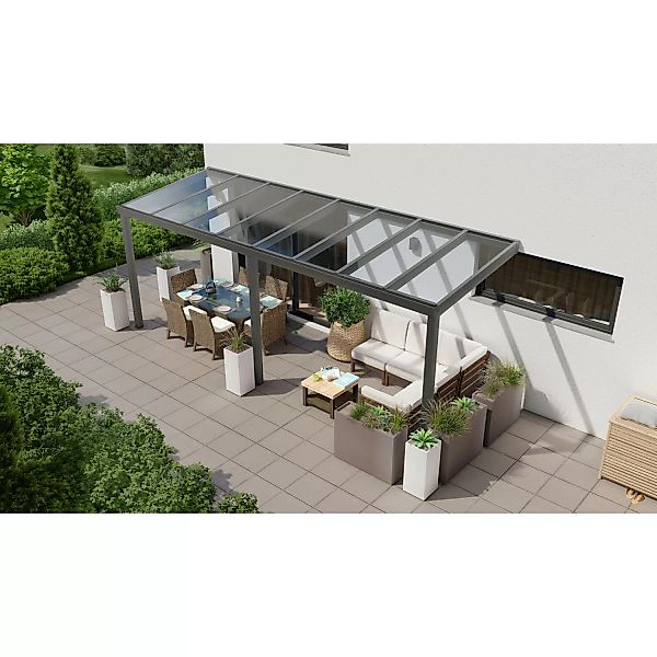 Terrassenüberdachung Professional 600 cm x 200 cm Anthrazit Struktur Glas günstig online kaufen