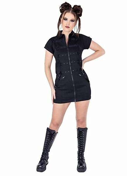 Chemical Black Minikleid Emberlyn Biker Dress Gothic Nieten Riemen D-Ringe günstig online kaufen
