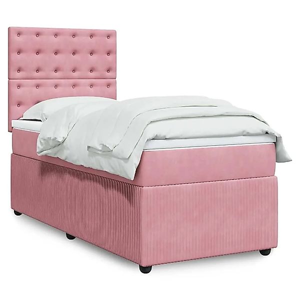 vidaXL Boxspringbett mit Matratze Rosa 100x200 cm Samt 3294579 günstig online kaufen
