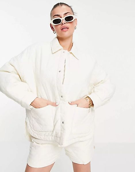 Waven – Lana – Gesteppte Oversize-Jacke in Sand, Kombiteil-Neutral günstig online kaufen