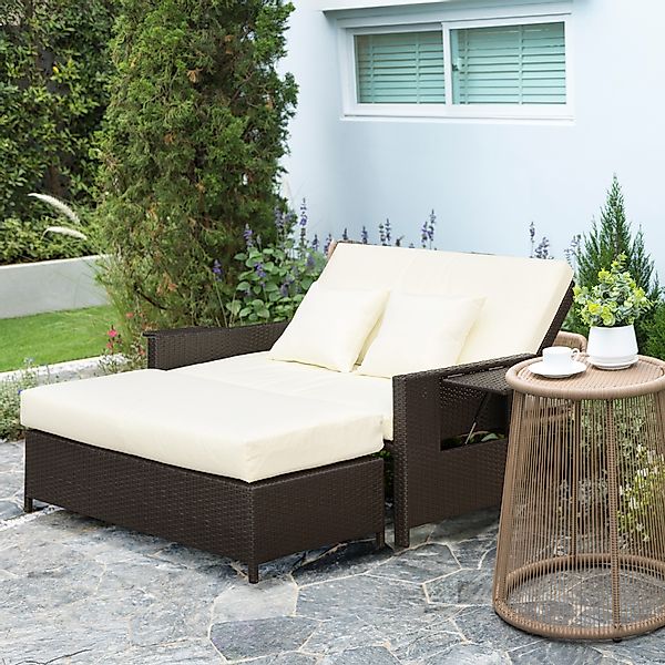 Outsunny Gartensofa Zweisitzer-Gartensofa mit Liegefunktion, Polyrattan günstig online kaufen
