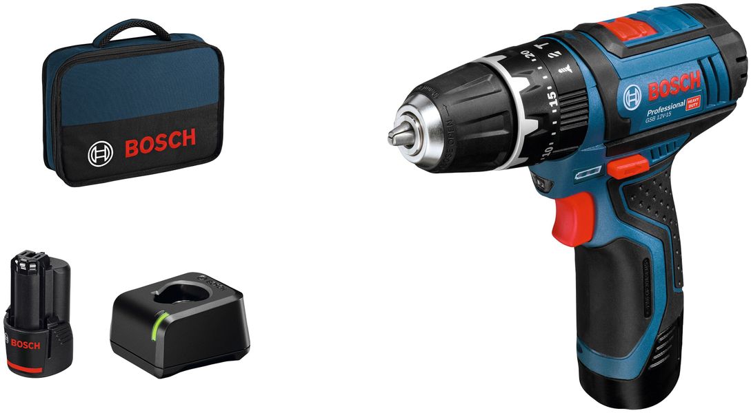 Bosch Professional Akku-Schlagbohrschrauber GSB 12 V-15 inkl. 2 Akkus, Soft günstig online kaufen