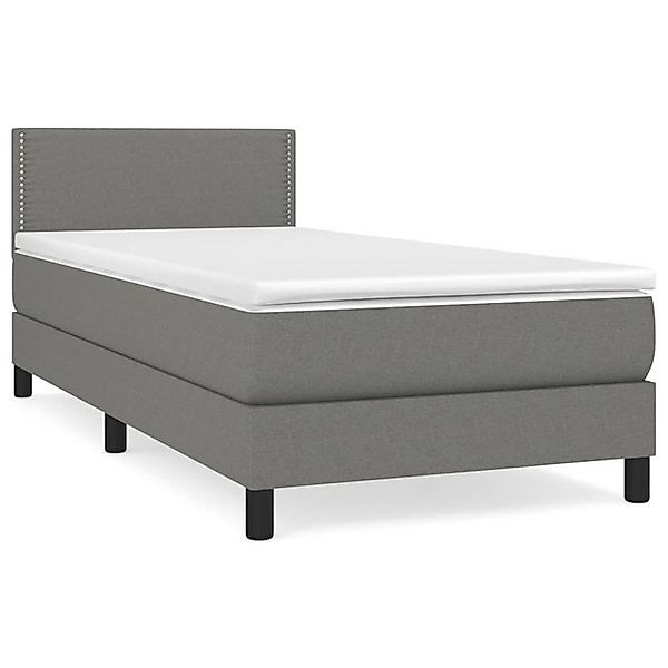 vidaXL Boxspringbett, Boxbett mit Matratze Dunkelgrau 90x200 cm Stoff günstig online kaufen