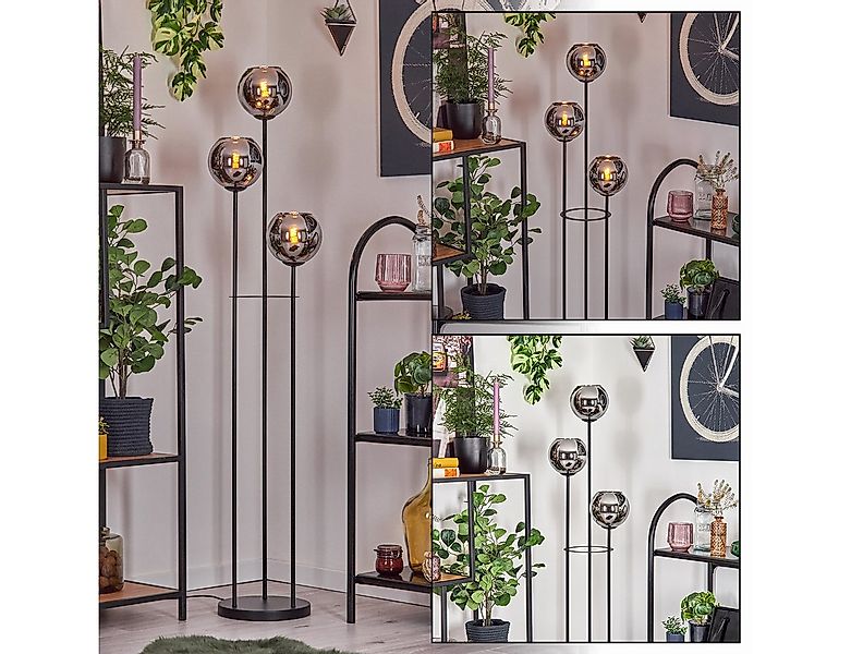 hofstein Stehlampe Stehlampe aus Metall/Glas in Schwarz/Chrom-/Rauchfarben, günstig online kaufen