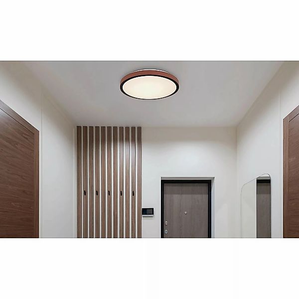 Globo LED-Deckenleuchte Sammi 1-flammig Braun-Weiß 420 x 95 mm günstig online kaufen