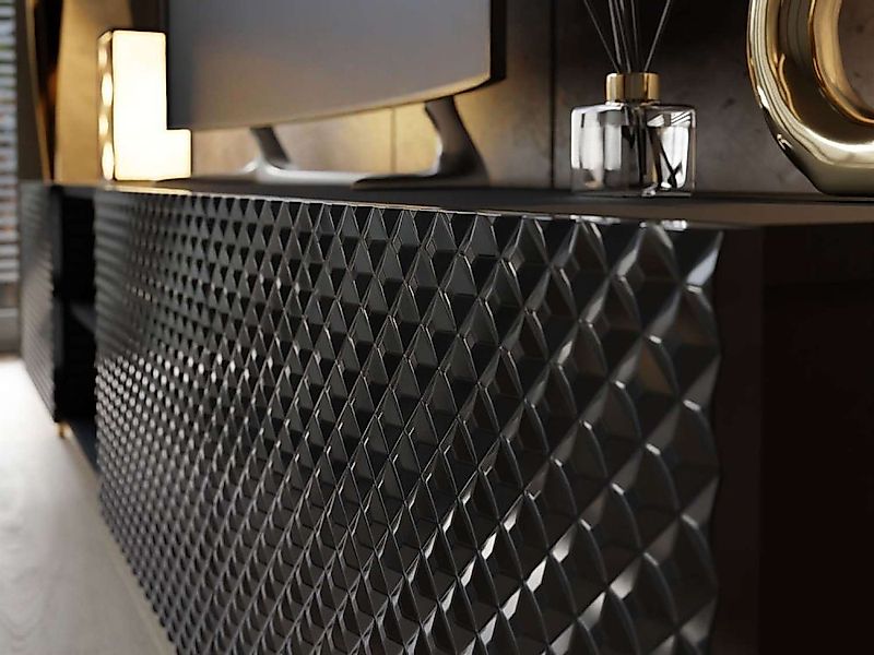 ALLHOUSE24 Lowboard PALERMO Sideboard Hochglanz gefräst, Metallfüße in 3 Fa günstig online kaufen