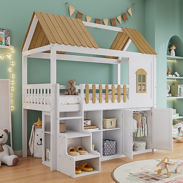 Merax Etagenbett mit Rausfallschutz Hochbett mit günstig online kaufen