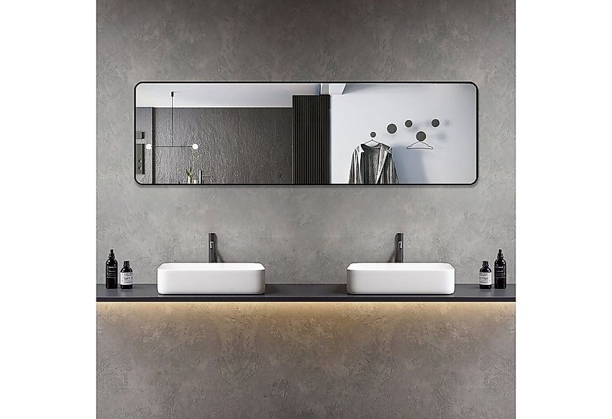 Boromal Badspiegel Spiegel groß badezimmer Wandspiegel Schwarz 150x50 160x4 günstig online kaufen