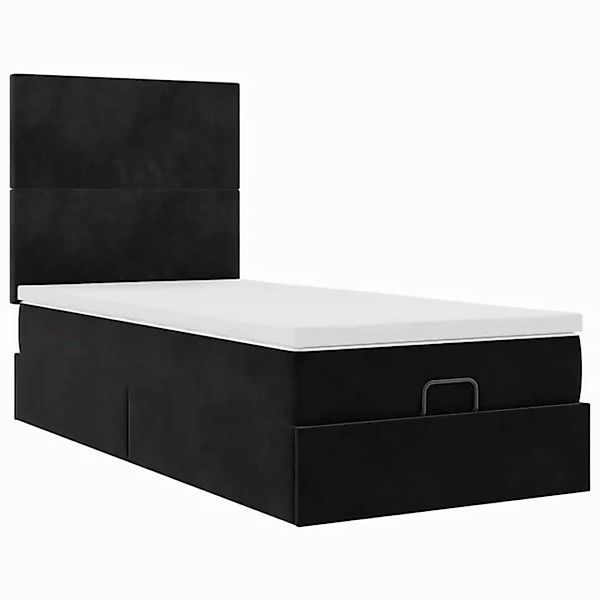 vidaXL Bett, Ottoman-Bett mit Matratzen & LEDs Schwarz 80x200 cm Samt günstig online kaufen