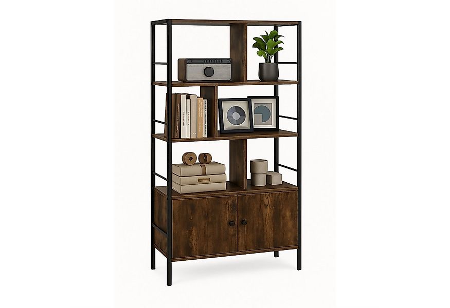 relaxdays Bücherregal mit Unterschrank, Industrial-Schwarz günstig online kaufen