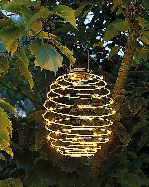 LED Lampion Solar Metall Spirale Schwarz Laterne zum Aufhängen Warmweiß Ø 1 günstig online kaufen