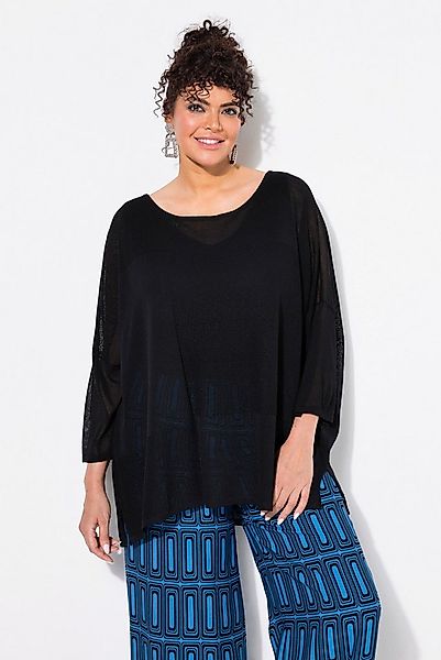 Ulla Popken Strickpullover Pullover Karostruktur oversized Rundhals Halbarm günstig online kaufen