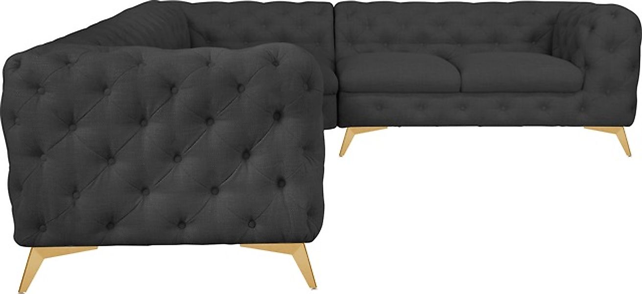 Leonique Chesterfield-Sofa »Ecksofa GLYNIS L-Form mit Wellenunterfederung, günstig online kaufen