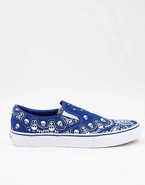 Vans Classic – Sneaker zum Hineinschlüpfen mit Bandana-Muster in Blau günstig online kaufen