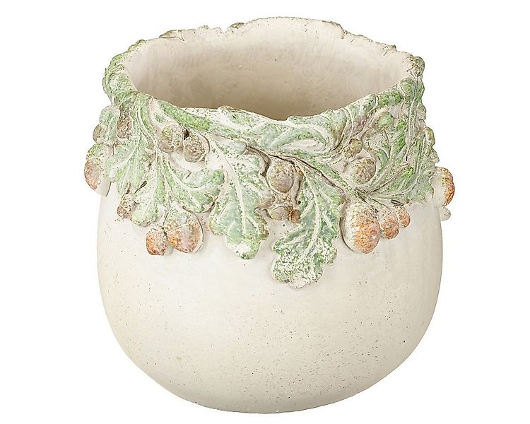 Viana Übertopf Herbstlicher Steinguss-Übertopf mit Eicheln und Blättermuste günstig online kaufen