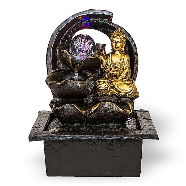 Lemodo Zimmerbrunnen Tischbrunnen Buddha mit Beleuchtung, günstig online kaufen