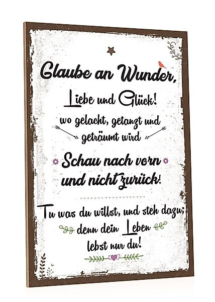 GRAVURZEILE Holzbild mit Spruch - Glaube günstig online kaufen